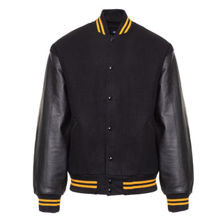 5000-101 - AMERICA'S FINEST WOOL & LEATHER VARSITY JACKET - 101 - BLACK/ATH. GOLD