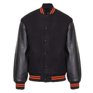 5000-107 - AMERICA'S FINEST WOOL & LEATHER VARSITY JACKET - 107 - BLACK/ORANGE