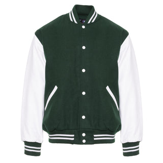 5200-206 - AMERICA'S FINEST WOOL & VINYL VARSITY JACKET - 206 - DARK GREEN/WHITE