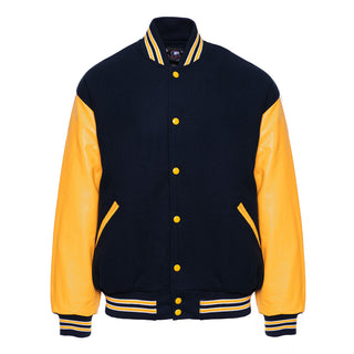 5000-404 - AMERICA'S FINEST WOOL & LEATHER VARSITY JACKET - 404 - DARK NAVY/ATH. GOLD/WHITE