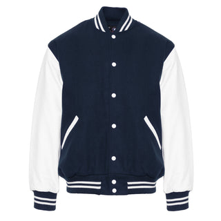 5000-416 - AMERICA'S FINEST WOOL & LEATHER VARSITY JACKET - 416 - LIGHT NAVY/WHITE