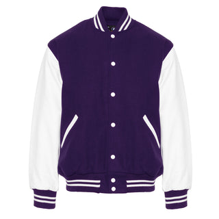 5000-505 - AMERICA'S FINEST WOOL & LEATHER VARSITY JACKET - 505 - PURPLE/WHITE
