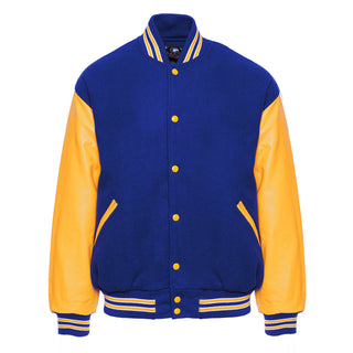 5000-712 - AMERICA'S FINEST WOOL & LEATHER VARSITY JACKET - 712 - LIGHT ROYAL/ATH. GOLD/WHITE