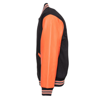 5000-108 - AMERICA'S FINEST WOOL & LEATHER VARSITY JACKET - 108 - BLACK/ORANGE/WHITE
