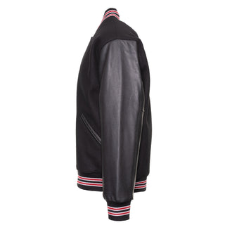 5000-117 - AMERICA'S FINEST WOOL & LEATHER VARSITY JACKET - 117 - BLACK/RED/WHITE (BLACK SLEEVES)