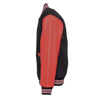 5000-118 - AMERICA'S FINEST WOOL & LEATHER VARSITY JACKET - 118 - BLACK/RED/WHITE (RED SLEEVES)
