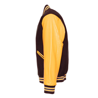 5000-303- AMERICA'S FINEST WOOL & LEATHER VARSITY JACKET - 303 - MAROON/ATH. GOLD/WHITE