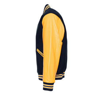 5000-404 - AMERICA'S FINEST WOOL & LEATHER VARSITY JACKET - 404 - DARK NAVY/ATH. GOLD/WHITE