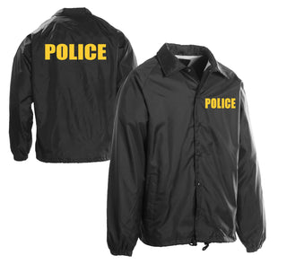 BLACK WINDBREAKER WITH GOLD POLICE I.D.